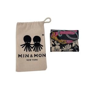 Min & Mon Fiona Black Leather Wallet Tangle Tales Women Black Screen Printed